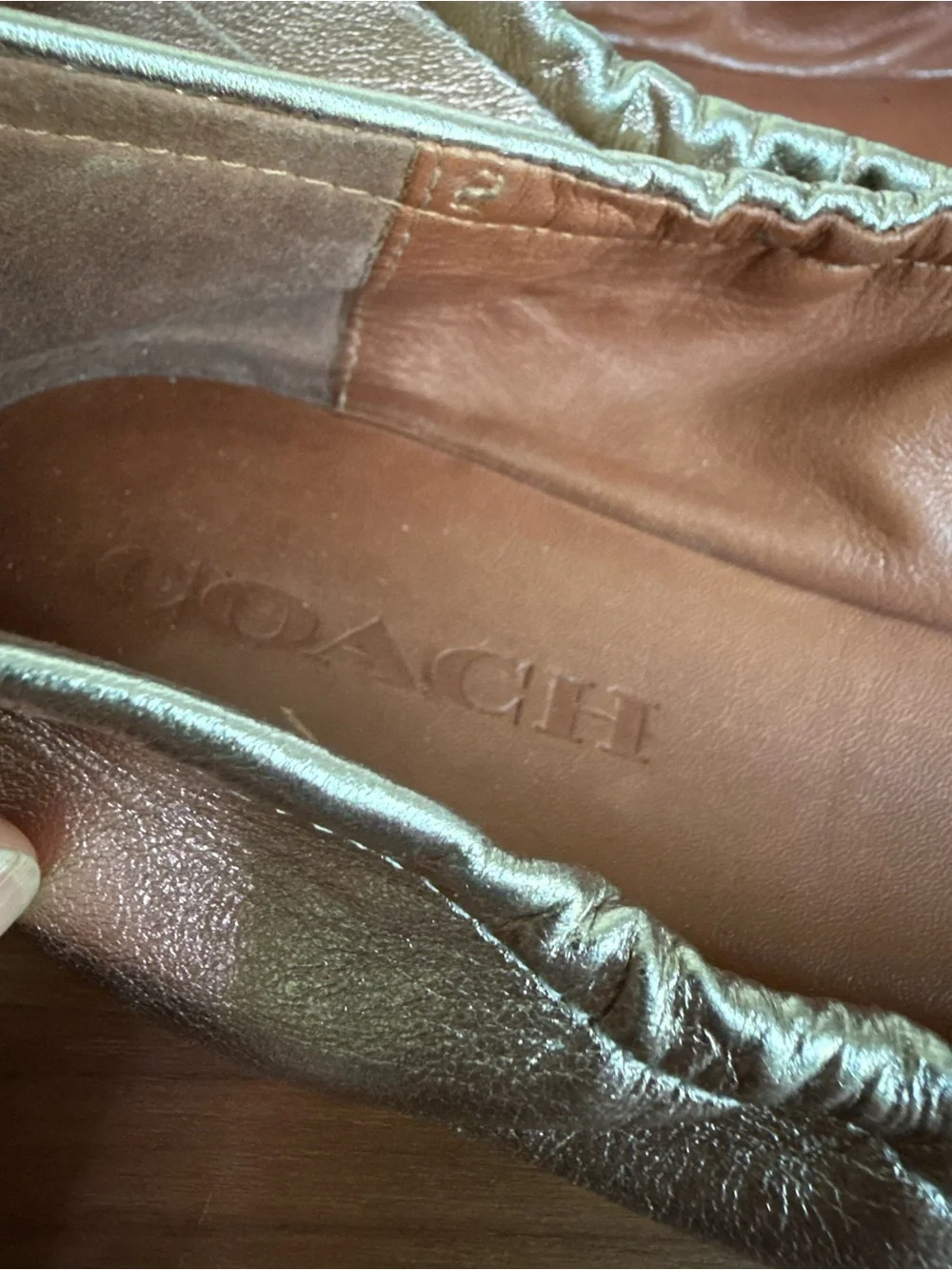 Coach Stanton Metallic Gold Ballet Flats, size 10